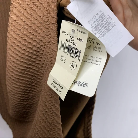 NWT Aerie Crinkle Birthday Scoop Cheekiest One Piece Brown Swimsuit, size L - Picture 6 of 9